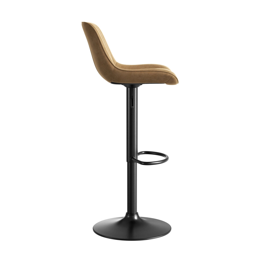 Sgabello da bar girevole in velluto con altezza regolabile e schienale ergonomico per cucina e bancone marrone
