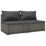 Set Divani da Giardino con Cuscini 2 pz | Set Salotto da Giardino in Polyrattan Grigio