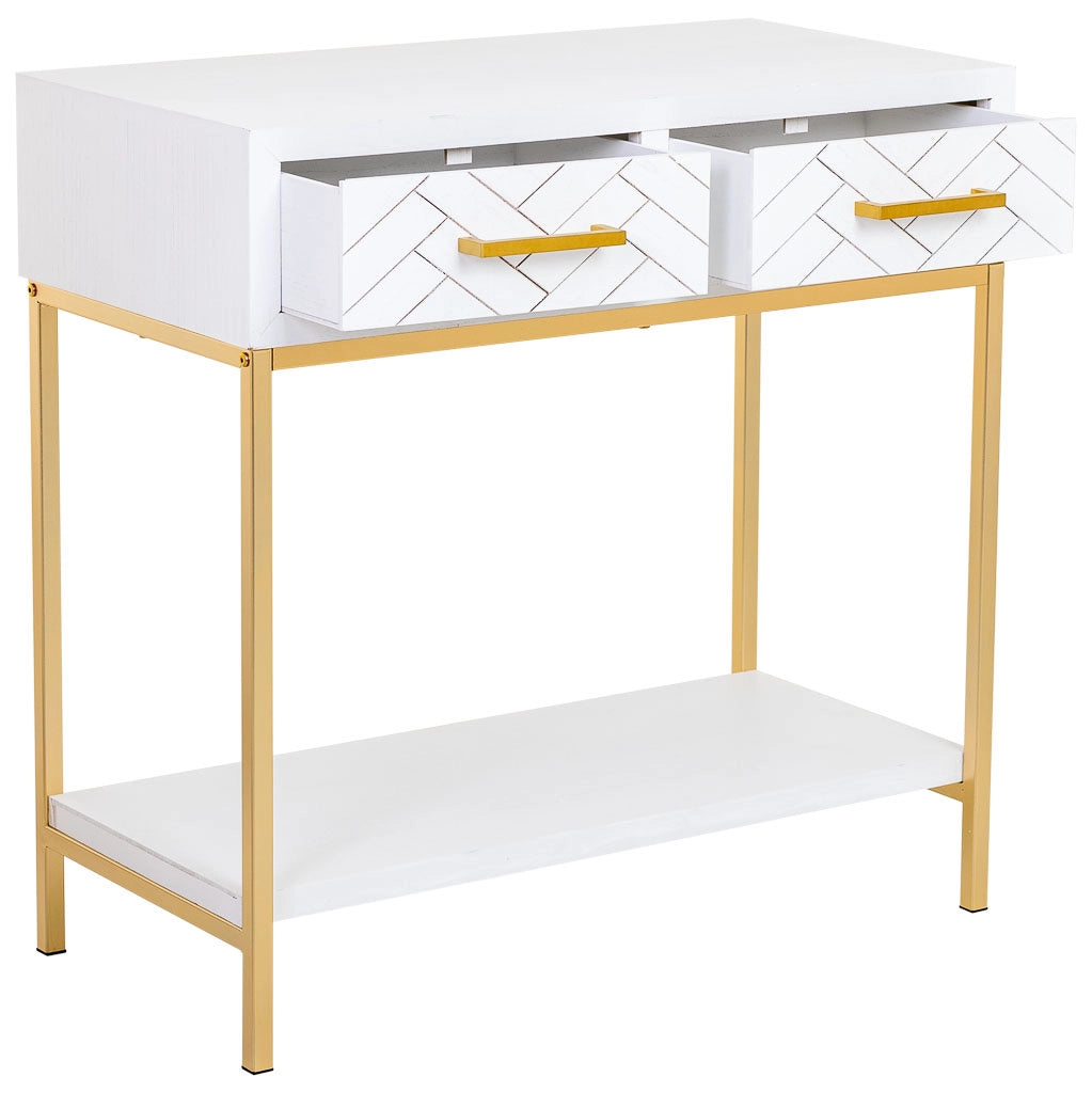Mobile ingresso con 2 cassetti, legno e metallo, 80x42x79h cm