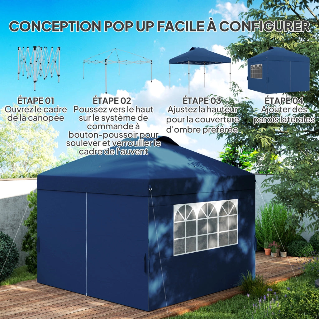 Gazebo pieghevole per giardino ¨C ZephMum ¨C Grigio 3x3 m con finestre e ruote