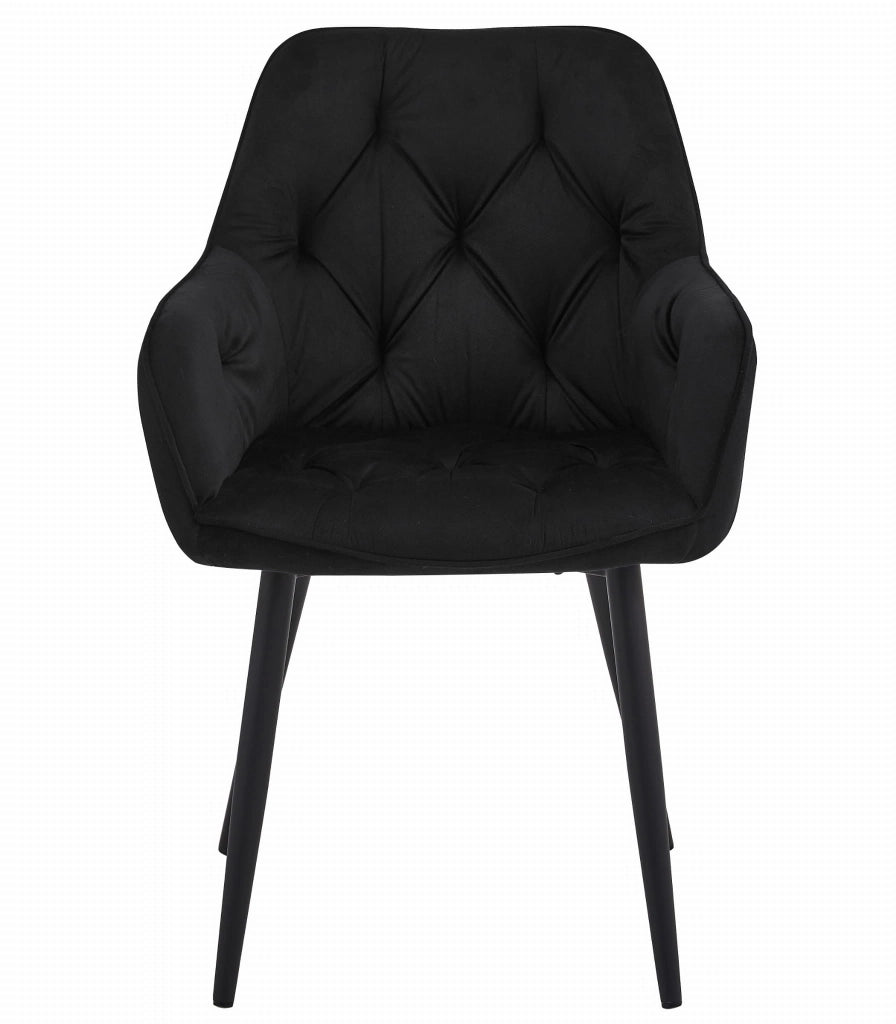 Sedia da pranzo Valora LUKK - Velluto nero con gambe nere x1