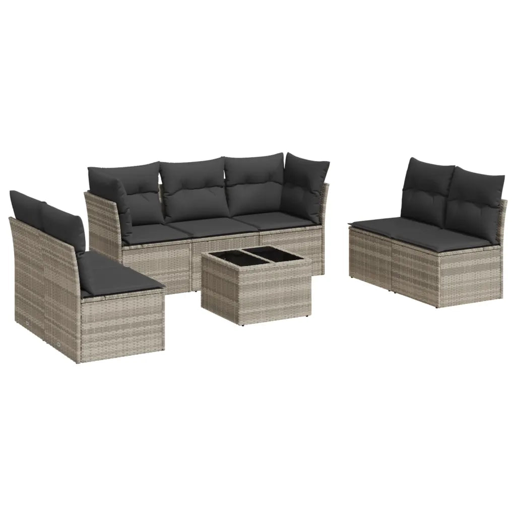 Set Divano da Giardino 8pz con Cuscini Grigio Chiaro Polyrattan 3217422