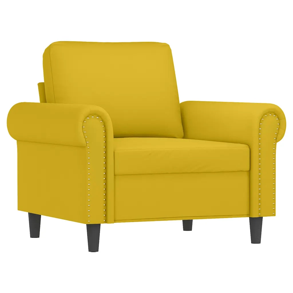Set di Divani 4 pz con Cuscini Giallo in Velluto