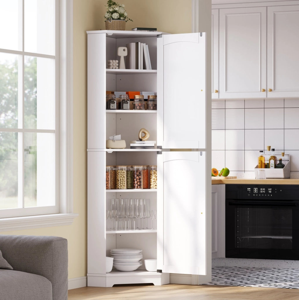 Mobile angolare alto in MDF bianco 42x42x166 cm
