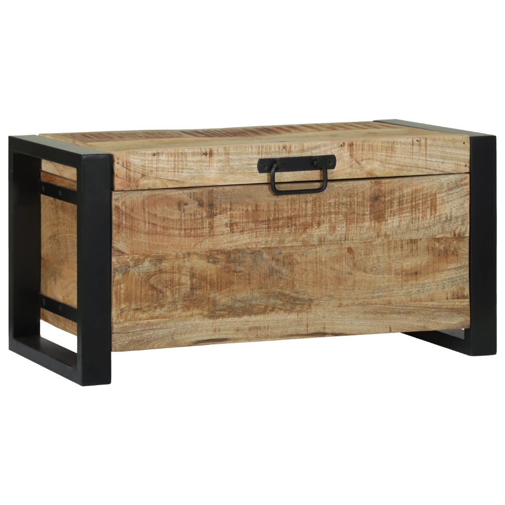 Baule di stoccaggio 60x30x30cm in legno massello di mango e metallo