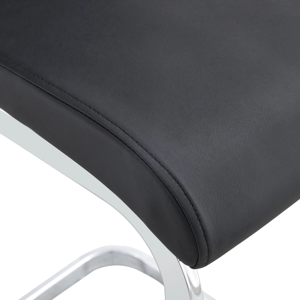 Sgabello da bar set di 2 con struttura stabile e poggiapiedi in PU e metallo nero e argento 61,5 × 32,0 × 43,0 cm