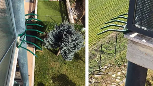 Barriera Antintrusione con Punte in Acciaio 49x24 cm per Balconi Muri di Cinta Goffrato Nero