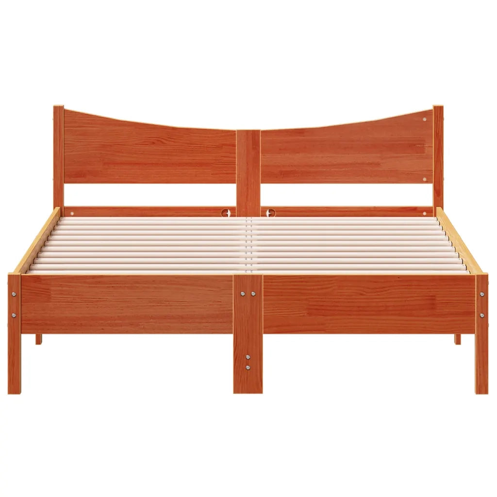 Letto senza Materasso Marrone Cera 135x190 cm in Legno di Pino