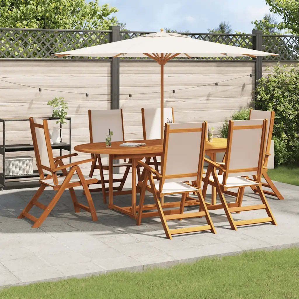 Set Pranzo da Giardino 7pz Legno Massello di Acacia e Textilene