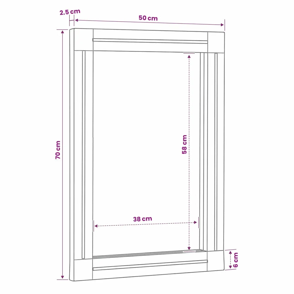 Specchio Montaggio a parete Marrone e Nero 70 x 50 x 3 cm Vetro 4018875