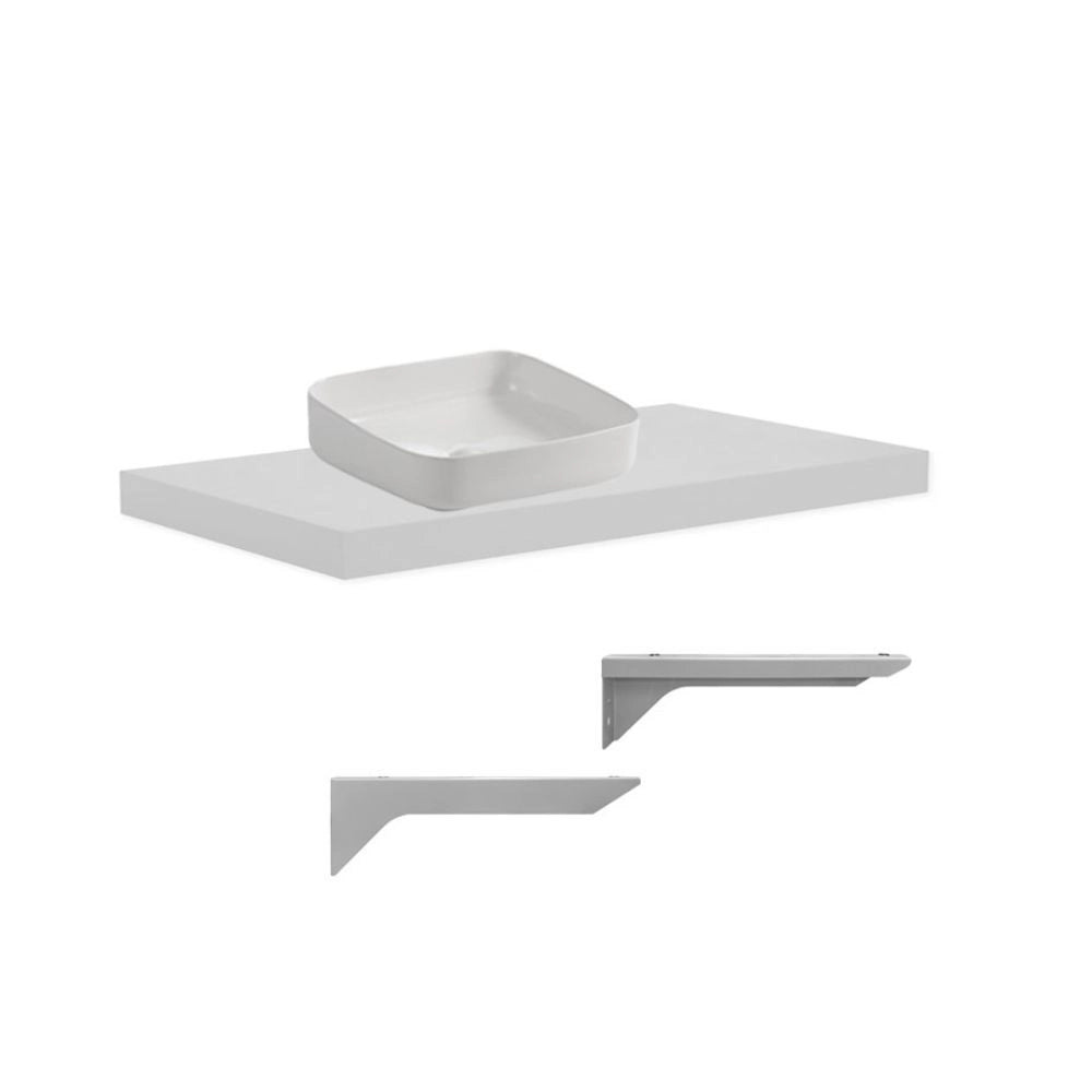 Mensolone da bagno bianco 100x47 con lavabo da appoggio bianco: minimalismo e funzionalità per un bagno moderno