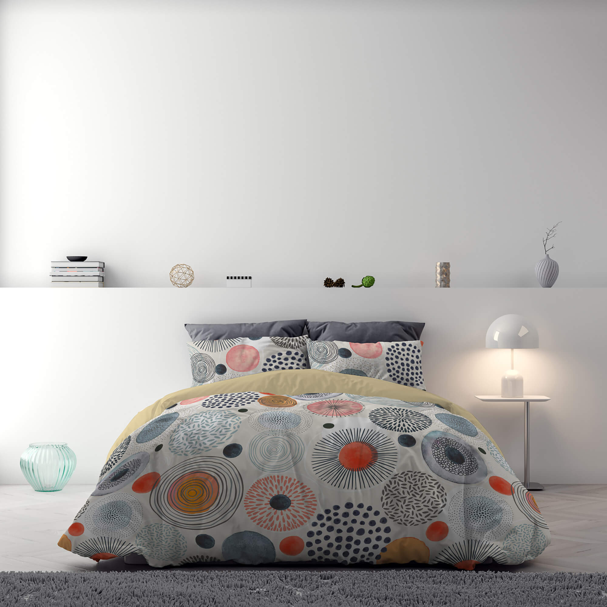 Copripiumino Singolo con Stampa sul Sacco e Federe Doubleface Acquerello