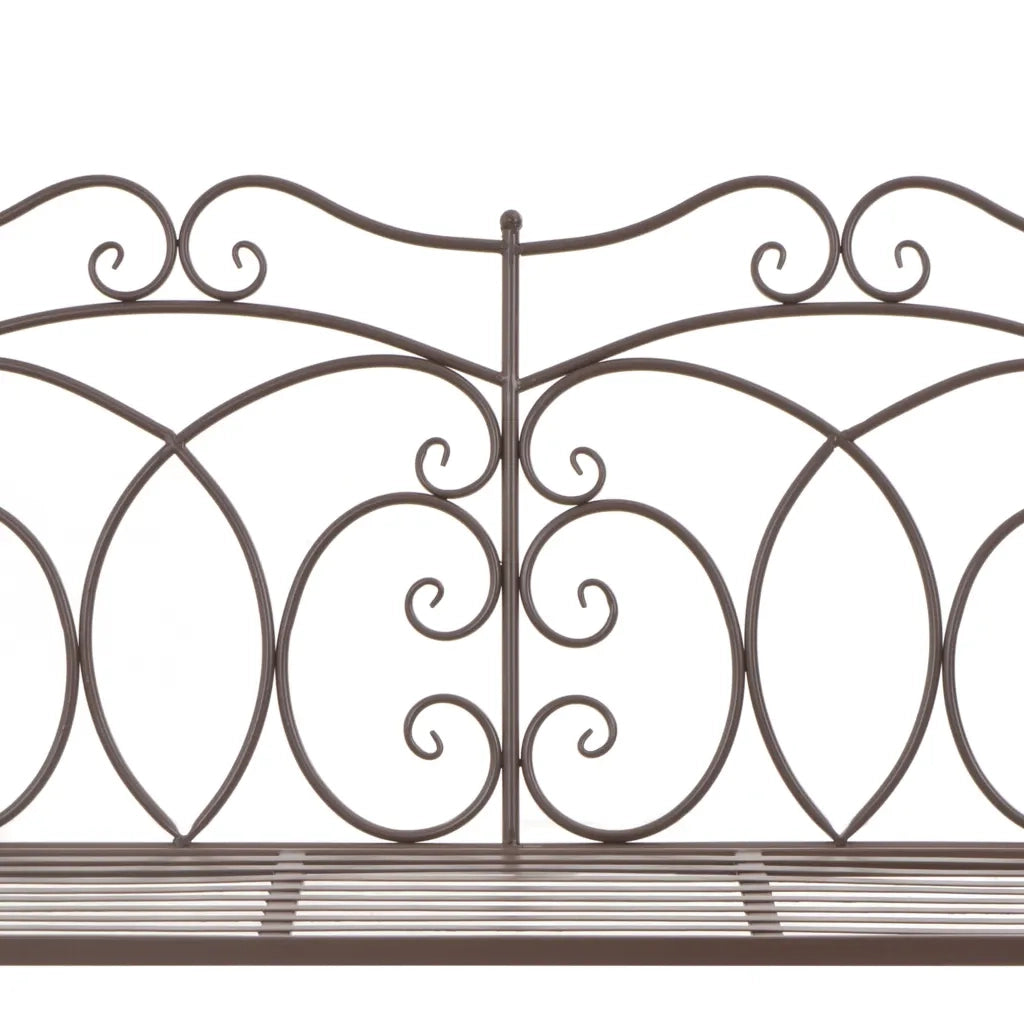 Panchina da Giardino 104 cm in Ferro Marrone Anticato 45437