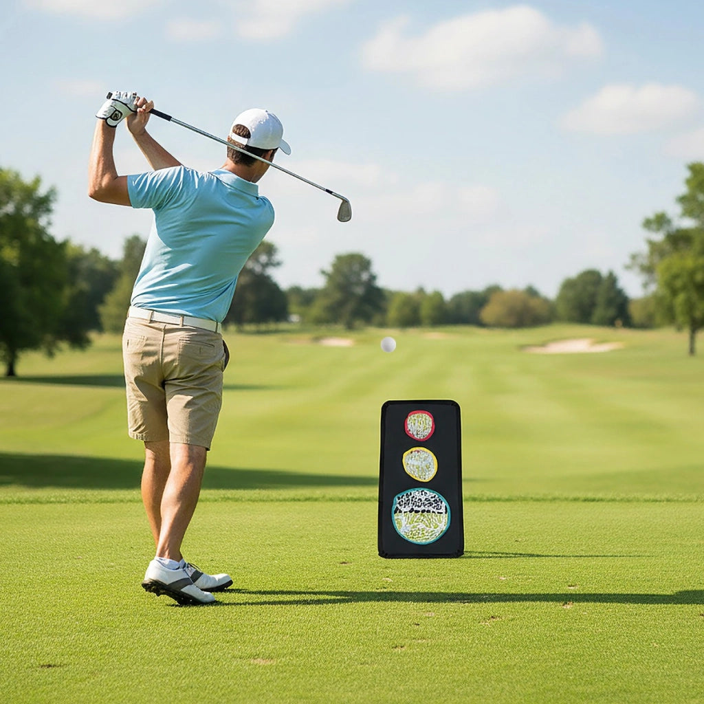 Rete per colpi corti da golf sistema di allenamento triplo bersaglio 5 fori, Rete per colpi corti da golf doppia faccia Nero