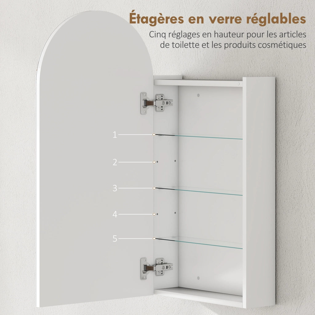 Armadio da bagno con specchio e ripiani in vetro ¨C zephmum ¨C bianco 60x30x