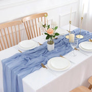 Tela di mousseline per tavolo da 3 metri x 80 cm - Decorazione per tavolo in chiffon blu con tessuto a gauze