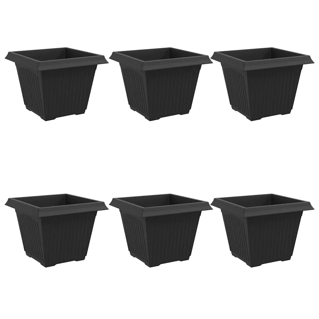 Vaso quadrato per fiori 6 pcs Nero 43 x 43 x 33,5 cm Plastica 42020340