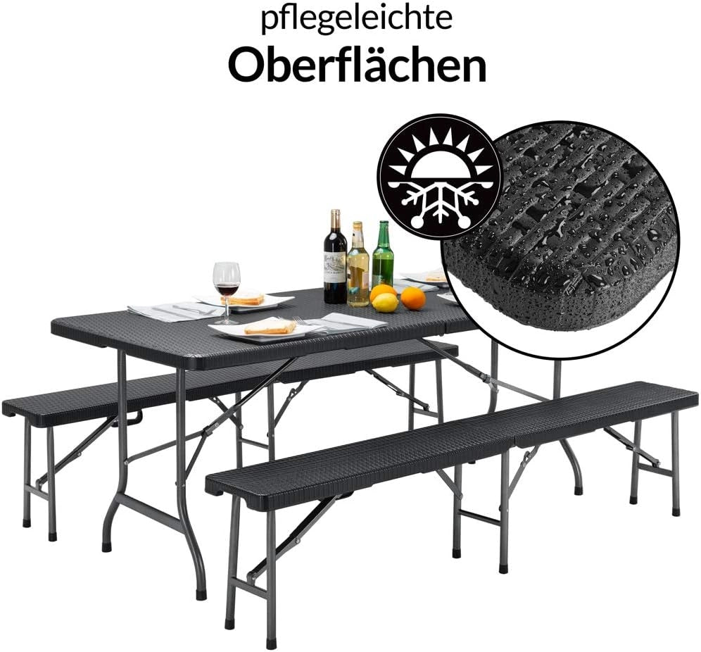 Set Mobili da Birreria 180 cm Pieghevole 2x Panca da Sagra 1x tavolo XL Set Outdoor Campeggio Interno Esterno