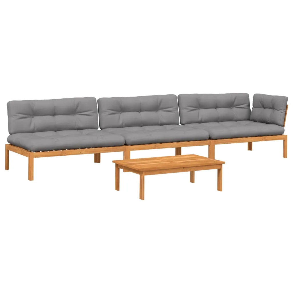 Set Divani Pallet Giardino 4pz Cuscini Legno Massello Acacia