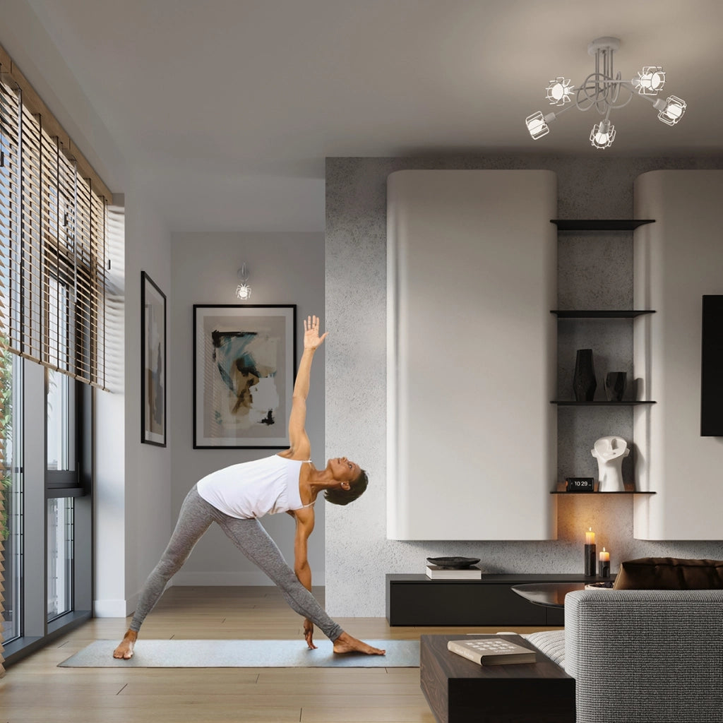 Lampada da soffitto Beluci Powder Blue a 3 luci in acciaio, moderna, IP20, bianca