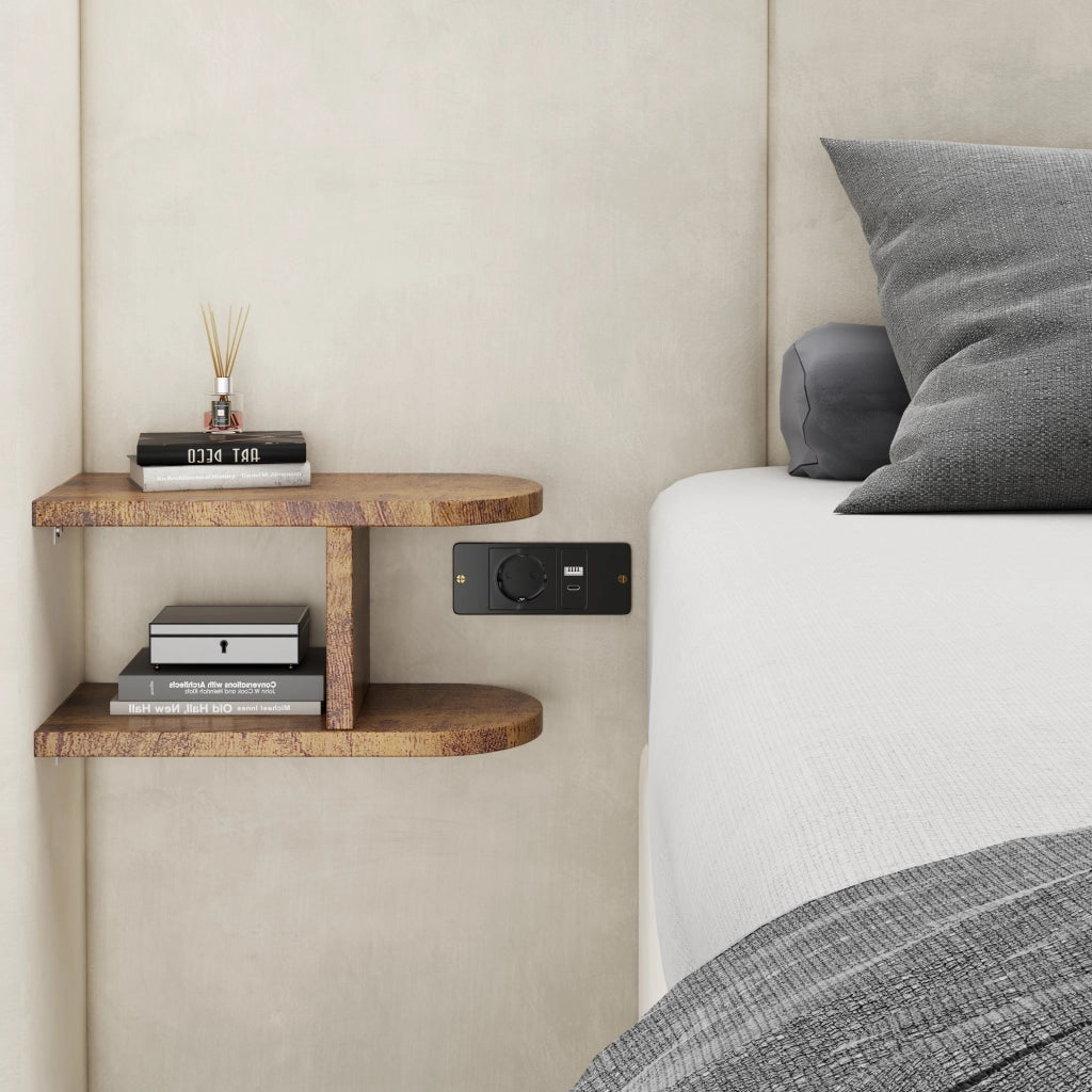 DESMIU Letto contenitore 160 × 200 cm 2 posti con 2 comodini, USB-A e USB-C, senza materasso, velluto beige
