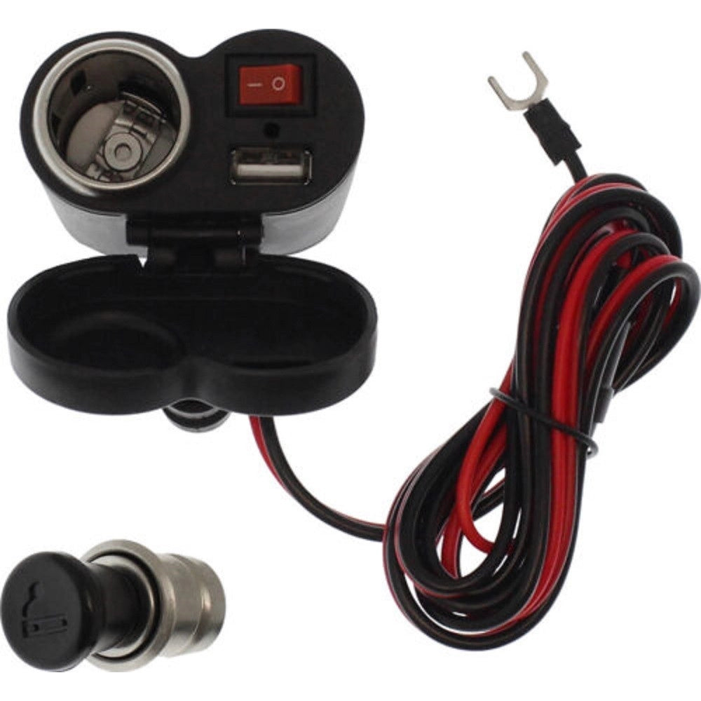 Trade Shop - Spina Accendino Caricabatteria Per Moto Cellulare Porte Usb Accendisigari Q-a47 -