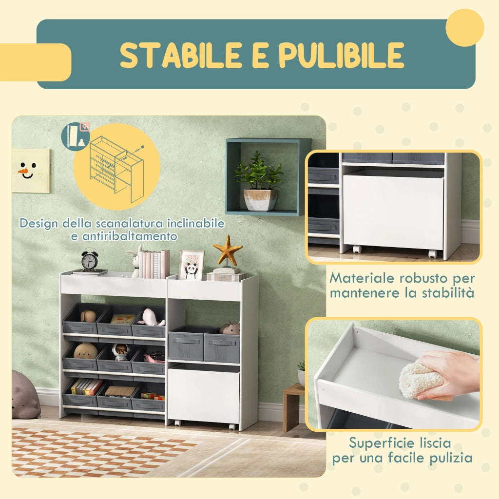 Mobile Portagiochi con Armadietto e Ripiani ¨C ZephMum ¨C Bianco 105x30x80 cm