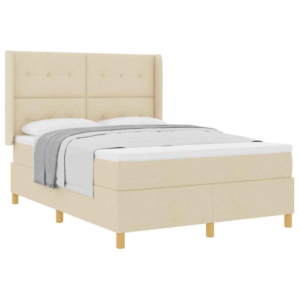 Letto Box Spring con Materasso Crema 160x200 cm Tessuto
