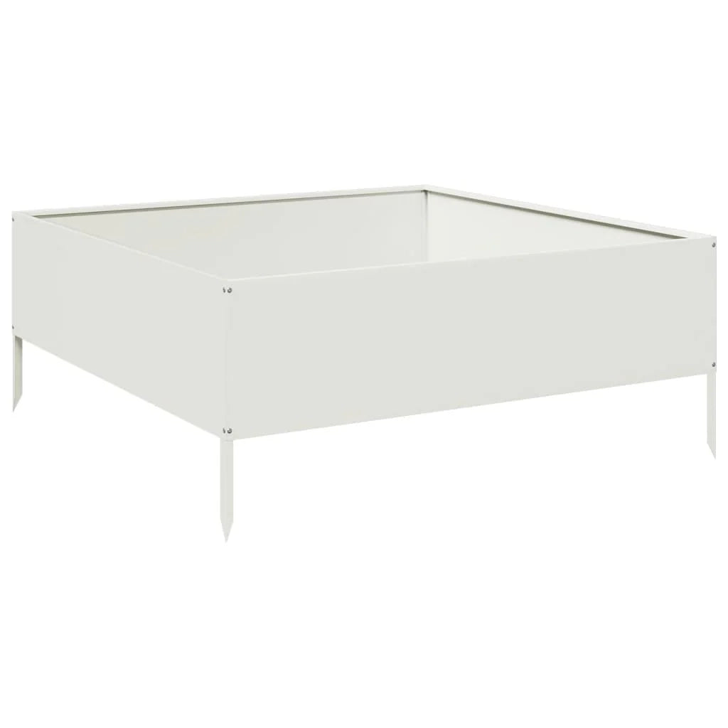 Fioriera rialzata per piante fiori patio giardino 100 x 100 x 25 cm acciaio bianco 02_0039265
