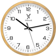 Orologio da Parete in Legno Naturale di Faggio Stile Vintage Senza Suono a Goccia in Legno di Faggio 30 cm