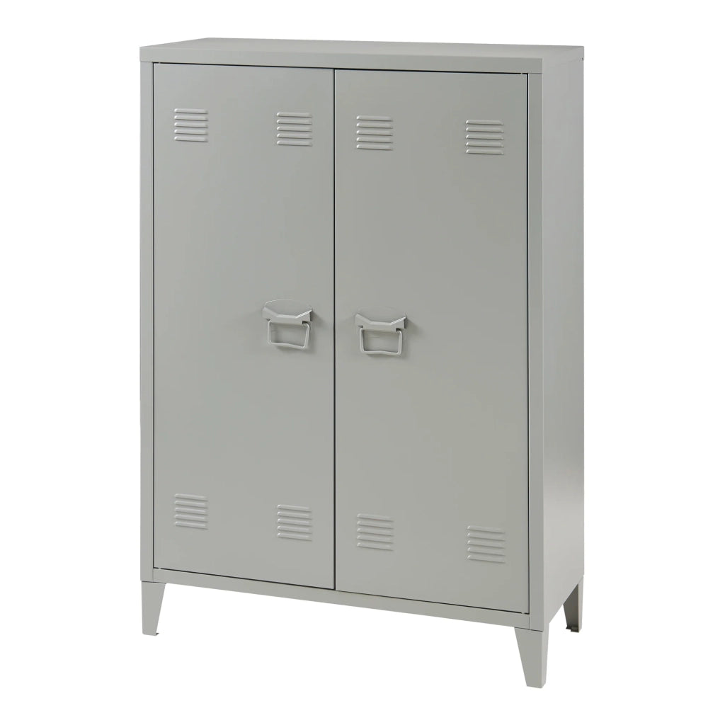 Armadietto da ufficio in metallo con 2 ante 110 x 75 x 33 cm grigio scuro 03_0009180