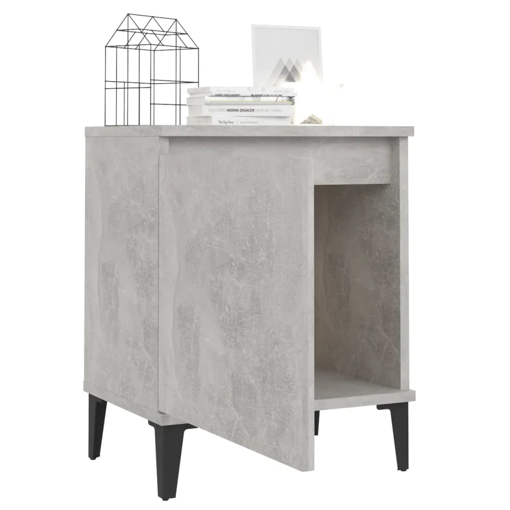 Comodini con Gambe in Metallo Grigio Cemento 40x30x50 cm 805842