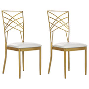 Set di 2 sedie da pranzo in metallo dorato ecopelle bianca imbottitura del sedile con industriale stile glam