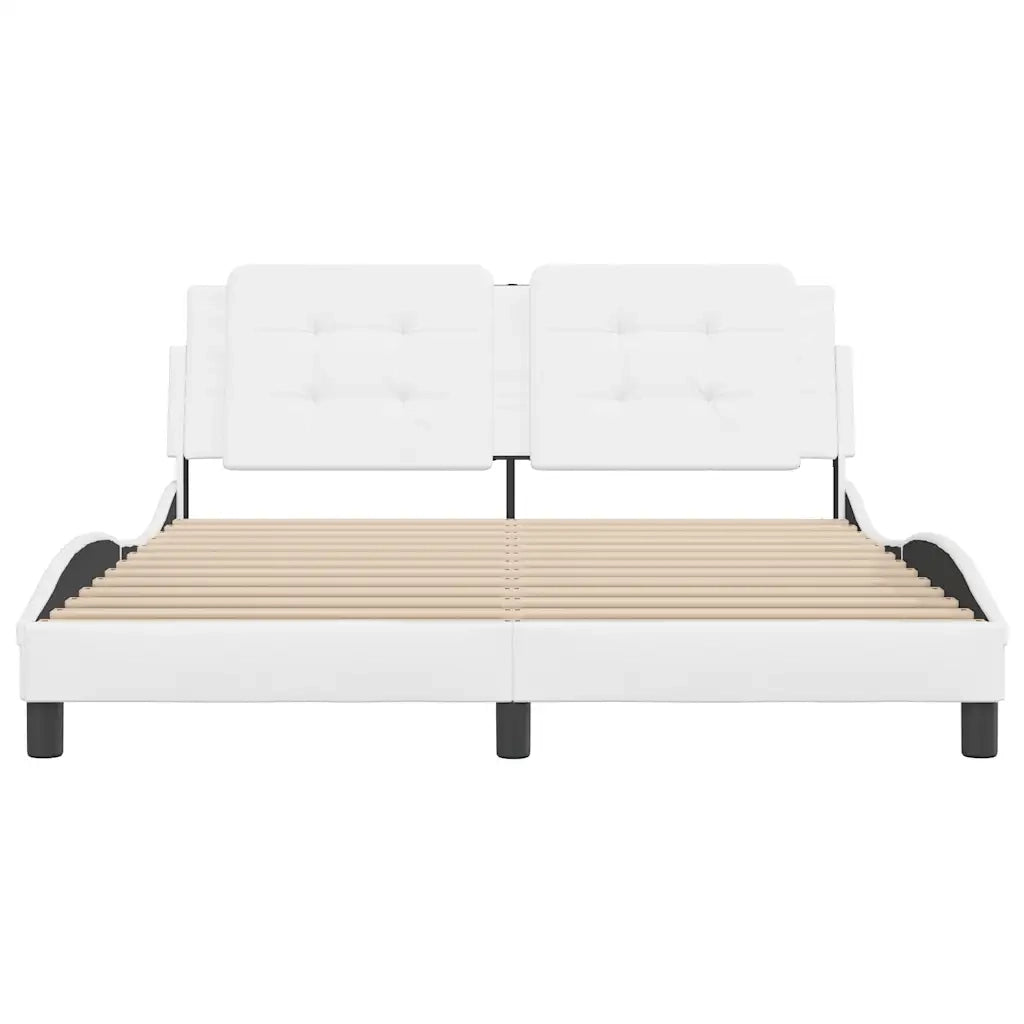 Giroletto con Testiera Bianco 160x200 cm in Similpelle