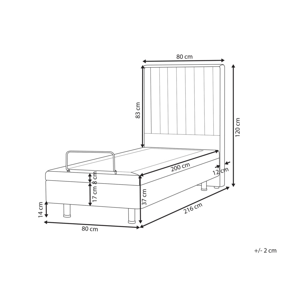 Letto singolo tessuto grigio scuro regolabile elettronicamente con telecomando con testiera 80x200 cm stile moderno