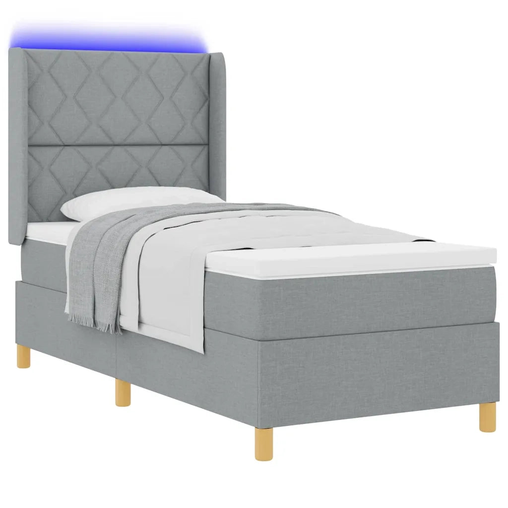 Letto a molle con materasso Grigio chiaro 140 x 190 cm Tessuto 3343728