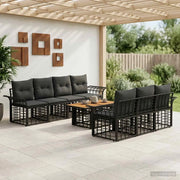 Set Divano da Giardino 8 pz Nero e Grigio scuro polyrattan 3437953