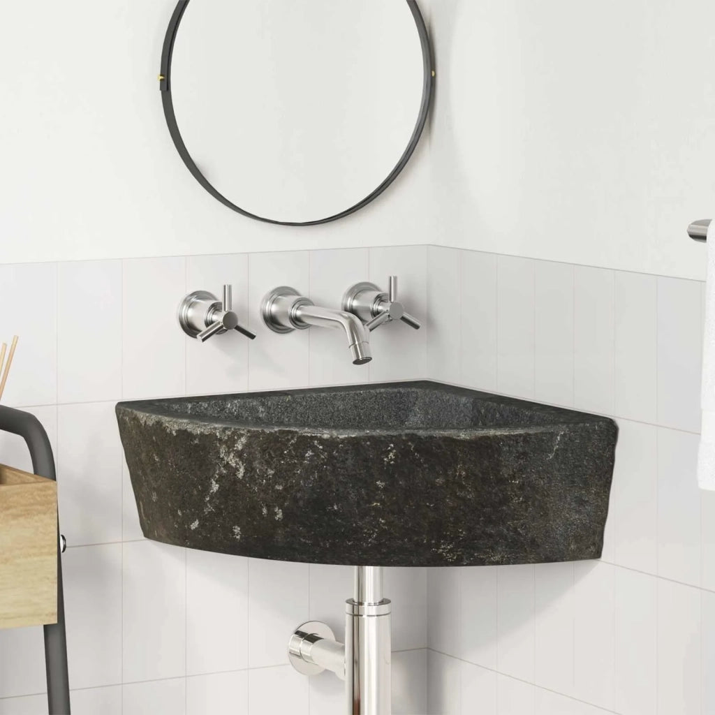 Lavabo ad angolo sospeso-Lavandino-Lavello Grigio (38-45) x (38-45) x 12 cm