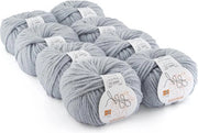 Set di filato a pacchi 8 x 50 g - 400 g per tessitura o ricamo - Colore 010 Grigio chiaro azzurro