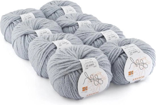 Set di filato a pacchi 8 x 50 g - 400 g per tessitura o ricamo - Colore 010 Grigio chiaro azzurro