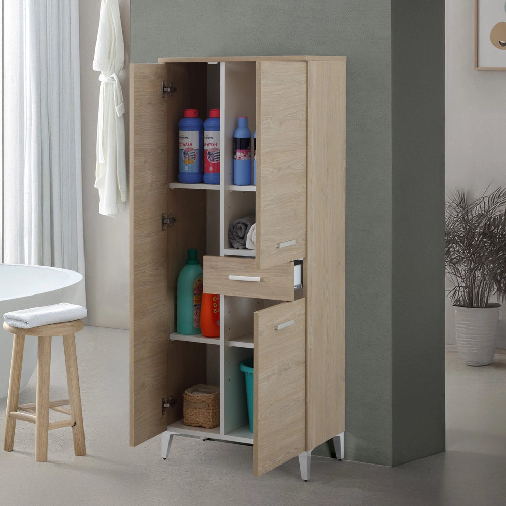Colonna bagno a terra 60x153,5 cm rovere dolomite con 2 ante e cassetto Desya