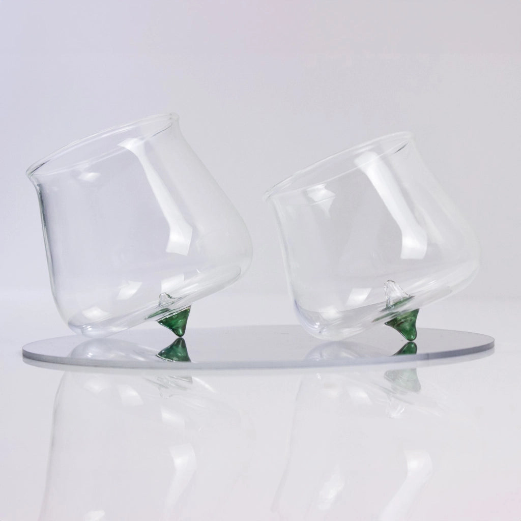 Zafferano Set 6 Bicchieri Pirolo Tumbler in Vetro Borosilicato Verde - Design Orizzontale Dinamico e Sofisticato per la Tua Tavola Esclusiva