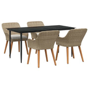 Set da Pranzo per Giardino con cuscino 5 pcs Beige polyrattan 3261694