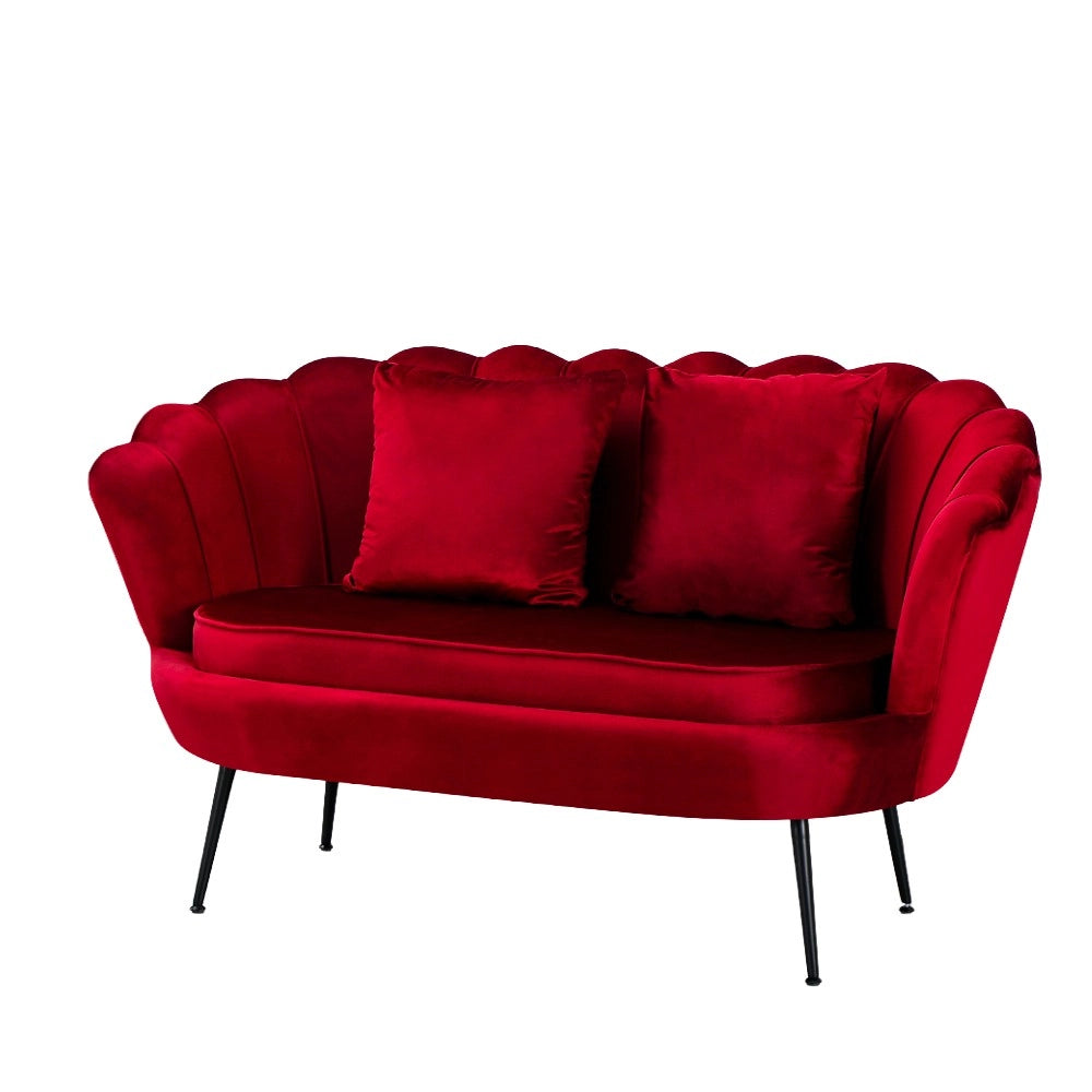 Divano 2 Posti Orel a Conchiglia in Velluto Rosso – Design Elegante e Avvolgente