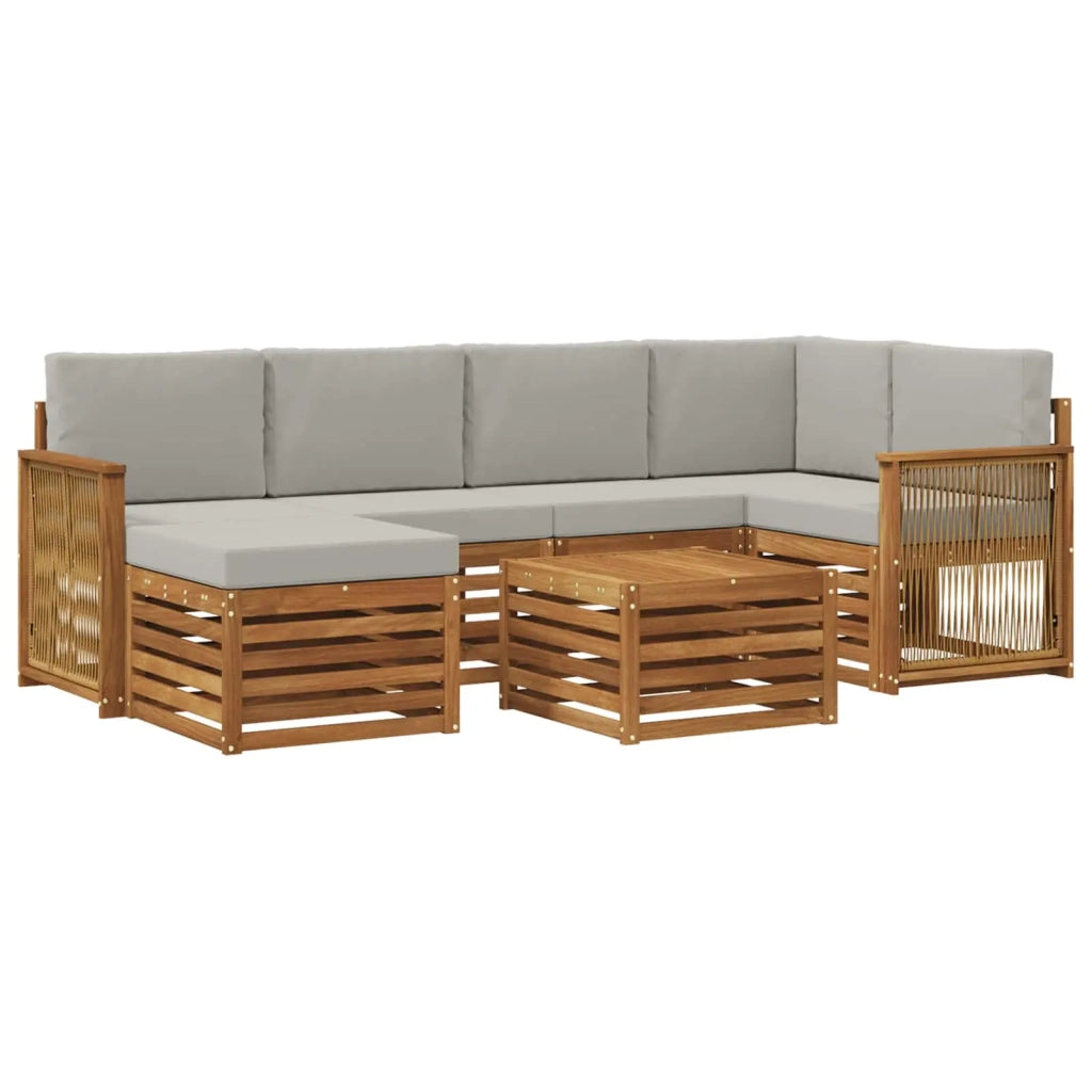 Set divano sezionale con cuscino 6 pcs Naturale e Grigio Chiaro 3384597