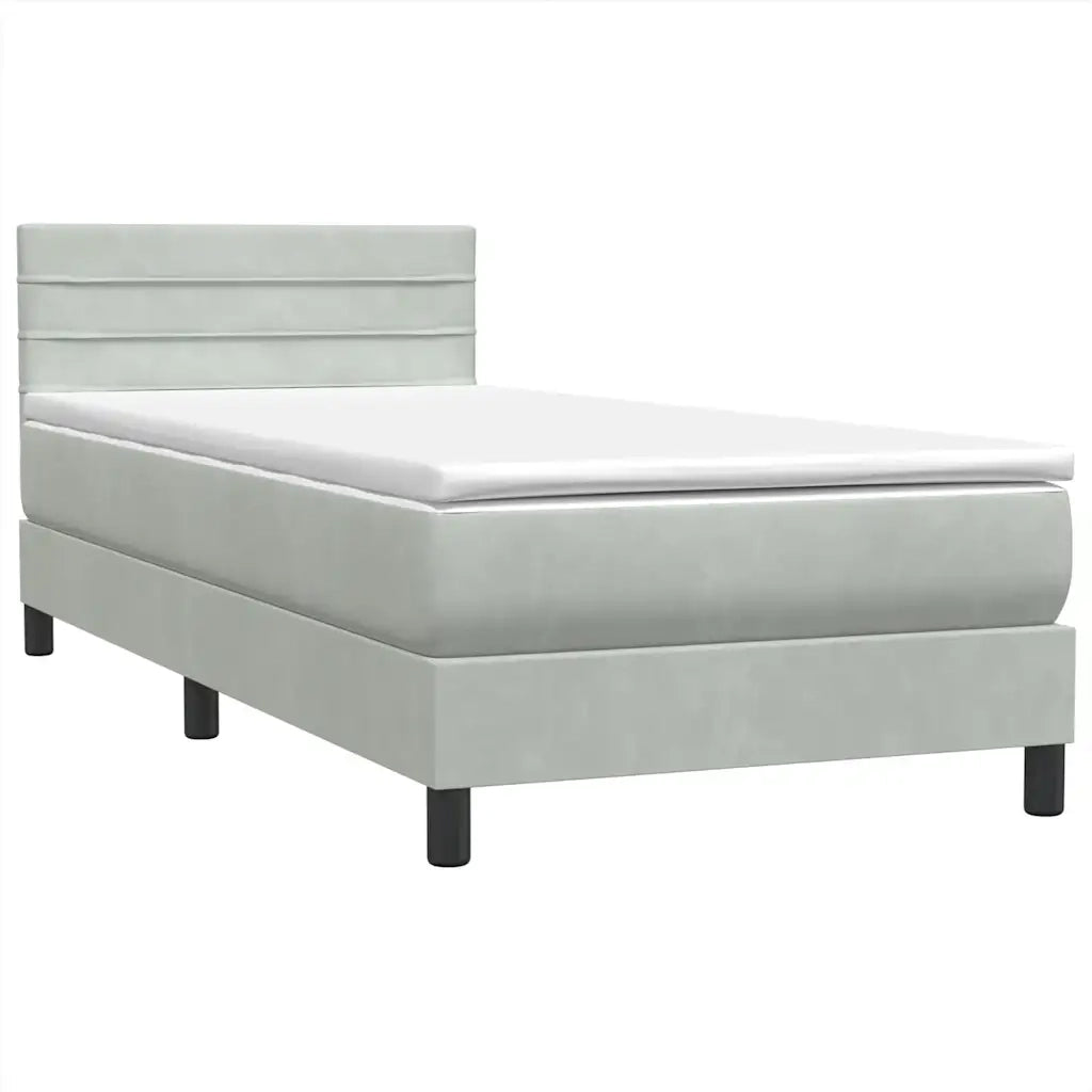 Giroletto a Molle con Materasso Grigio Chiaro 80x210 cm Velluto