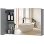 Armadietto specchio bagno a parete 3 ante ¨C Xylo ¨C grigio con ripiani regolabili