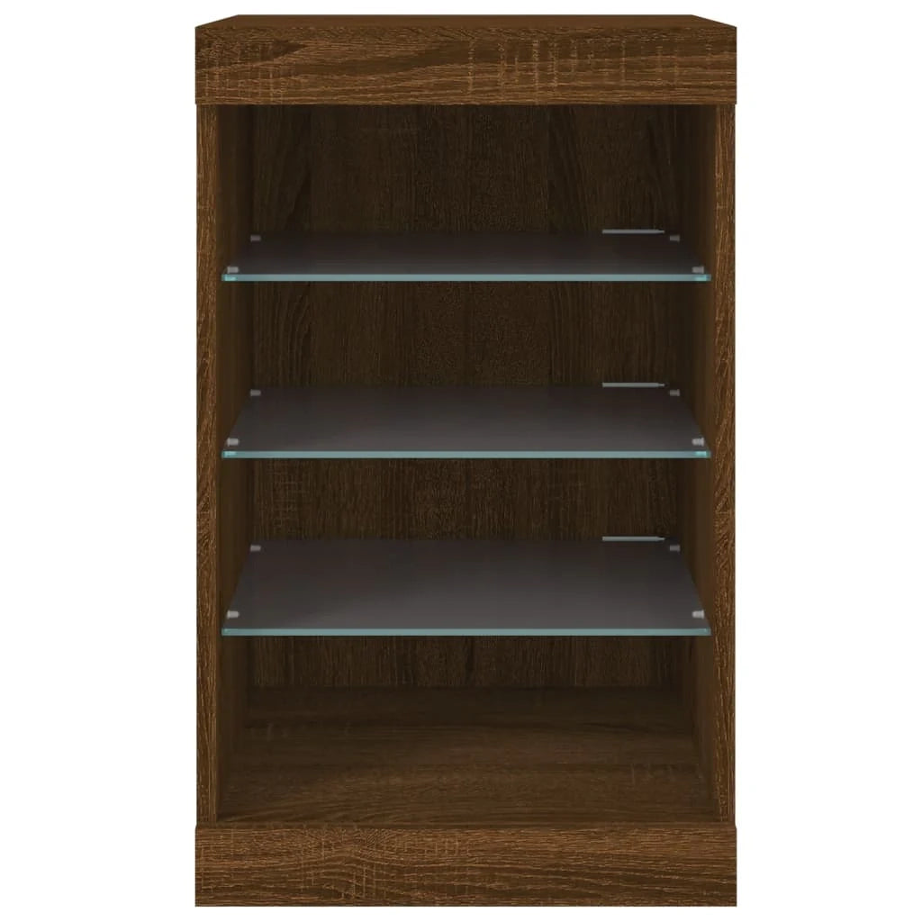 Credenza cassettiera armadio mobile contenitore organizer per cucina soggiorno salotto con luci LED 41 x 37 x 67 cm marrone 02_0029923
