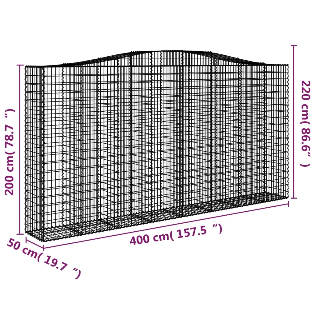 Cesti Gabbioni ad Arco 4 pz 400x50x200/220 cm Ferro Zincato 3146023