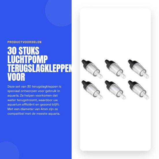 Accessori per acquario - Terzaghi - 30 pezzi - Valvole di ritorno - 4mm pompa di vapore - 43x13mm - Plastica - Prevenzione del riassorbimento dell'acqua